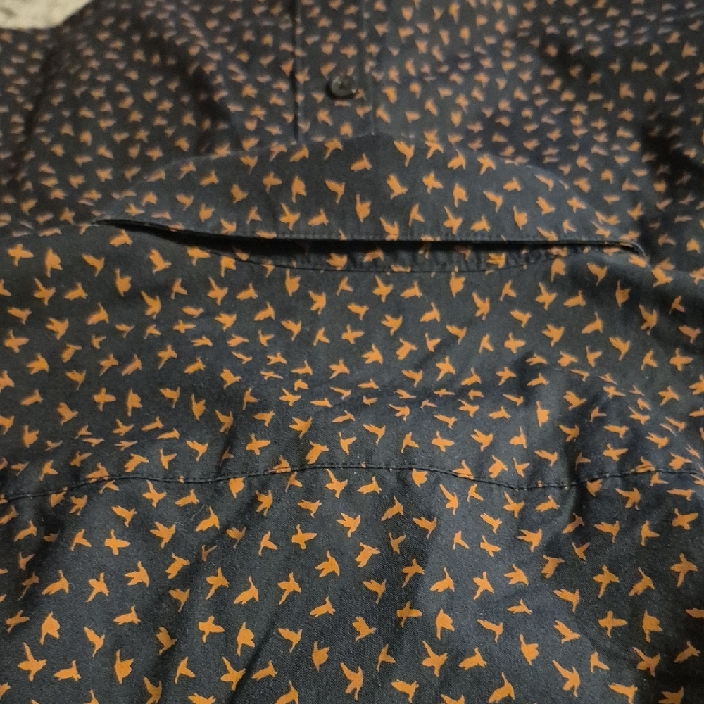 H&M Men's Dark Blue and Orange Casual Shirt - Picture 9 of 9